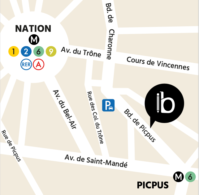 plan du quartier avec indication de l'emplacement de l'Etablisienne et des métros alentours