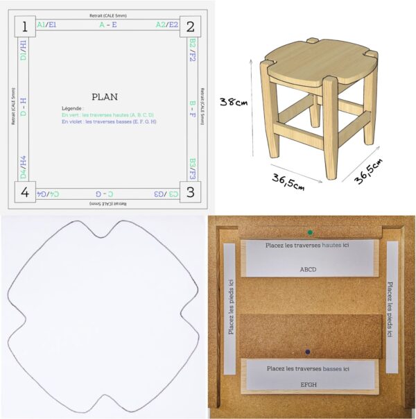 Kit DIY pour fabriquer un tabouret en bois